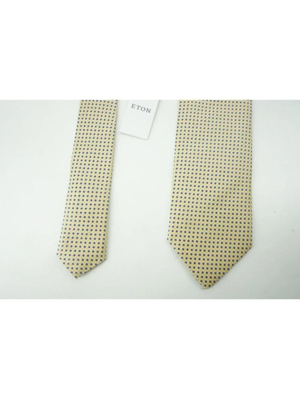 Eton Banana Yellow Sapphire Blue Geometric 100% Silk Tie Brand New With Tags